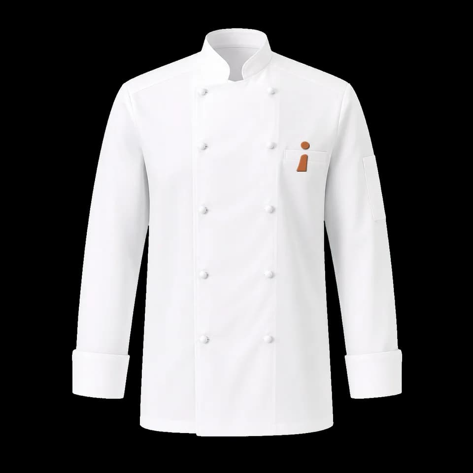 Chaqueta blanca de cocina con bordado filiforma